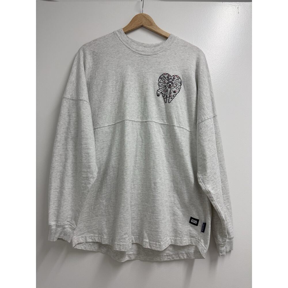 Disney Spirit Jersey Size Medium Gray I Love You Star Wars Falcon Long Sleeve